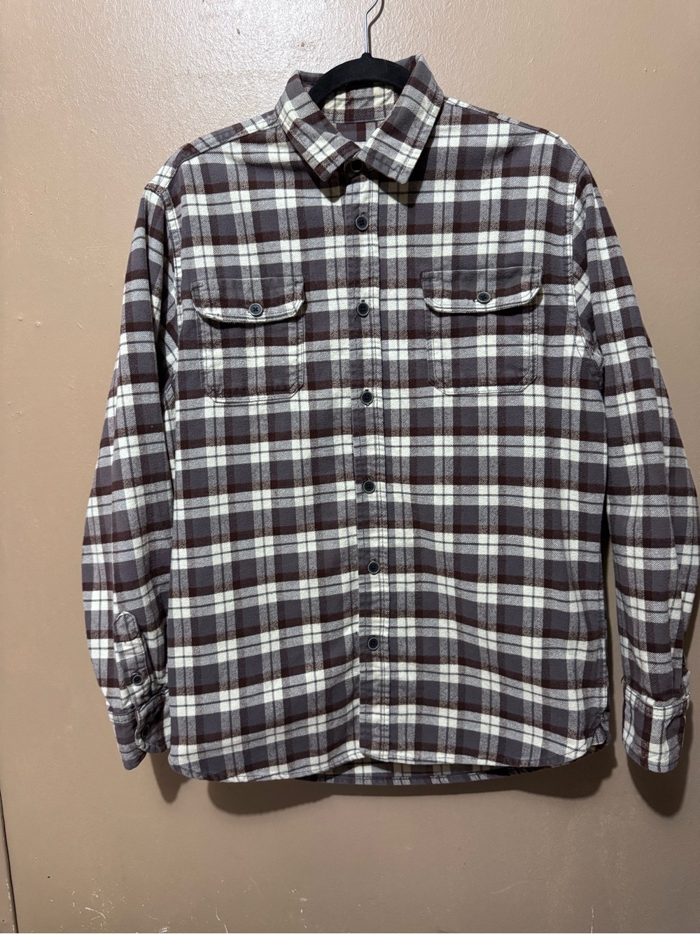 JACHS New York Men's Size M Brown Plaid Long Sleeve Button Flannel Shirt